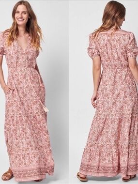Faherty Orinda Floral Print Organic Cotton Maxi Dress S